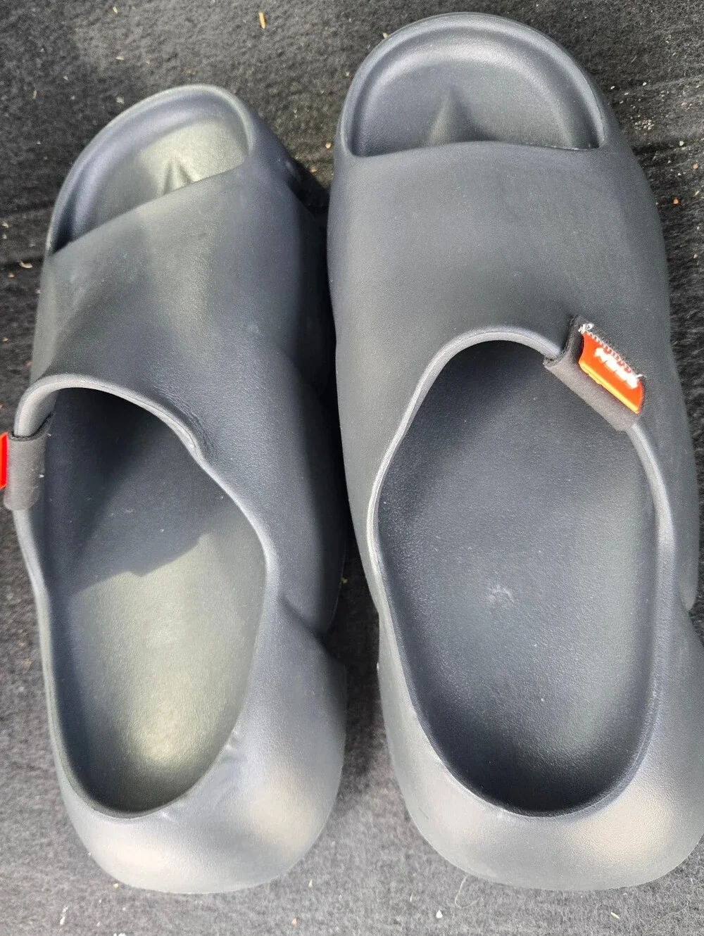 Men's Black Slide Sandals with Orange Tab